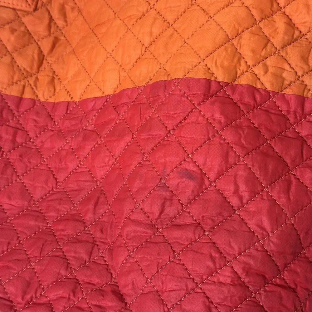 MZ Wallace Metro Tote Bag Purse Quilted Nylon ColorBlock Orange Red